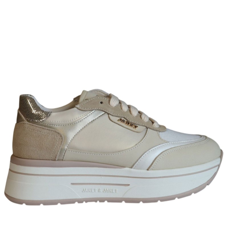 Sneakers scarpe Donna Marca JANET&JANET Art.J591 Colore Beige Crema