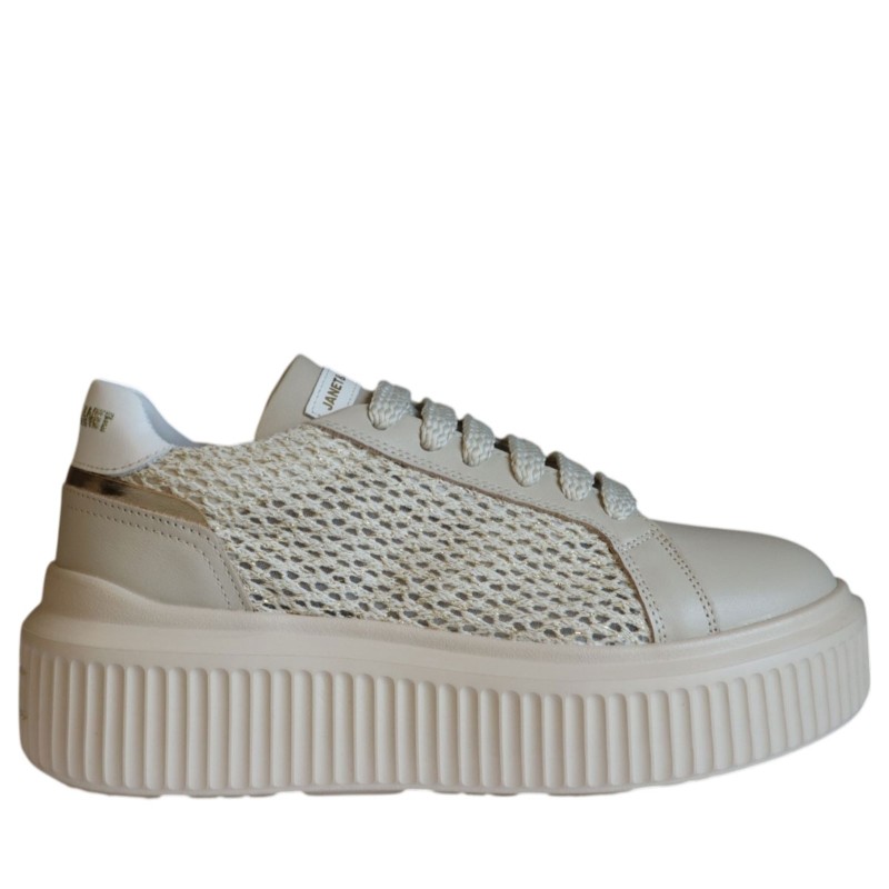 Sneakers scarpe Donna Marca JANET&JANET Art.J574 Colore Beige Oro