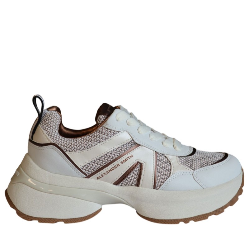 Sneakers scarpe Donna Marca ALEXANDER SMITH Art.VIW1079WBZ Colore Bianco Bronzo