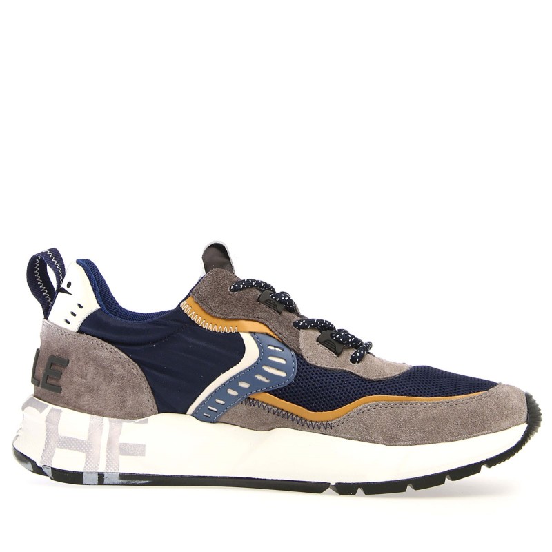 Sneakers scarpe Uomo Marca VOILE BLANCHE Art.CLUB01.A Colore Grigio Blu Giallo