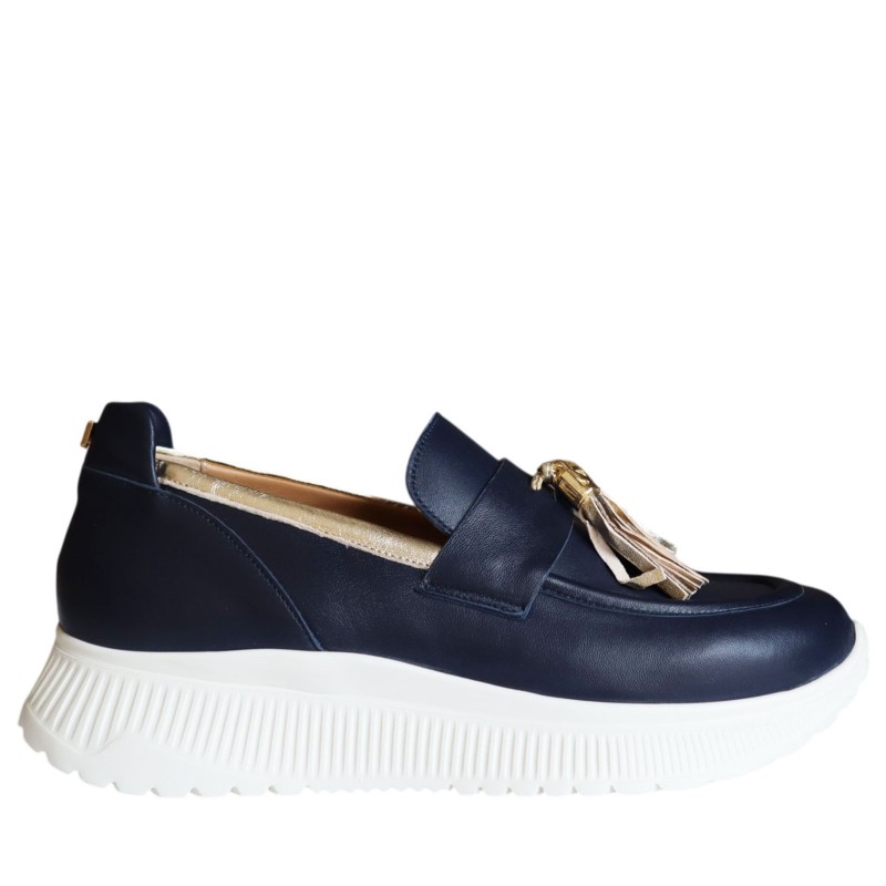 Mocassini scarpe Donna Marca LORENZO MARI Art.AMBER 09 B Colore Blu