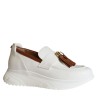 Mocassini scarpe Donna Marca LORENZO MARI Art.AMBER 9 A Colore Bianco Cuoio