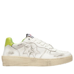 Scarpe Sneaker 2star padel in pelle bianca con effetto "USED".