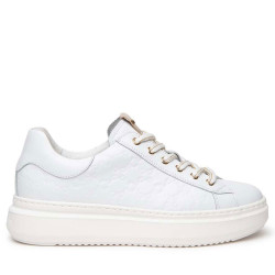 Scarpe Sneakers NERO GIARDINI DONNA in Pelle Platform tacco 4 cm Colore Bianco