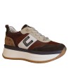 Sneakers Scarpe Donna Marca 4US Art.4BV156 B Colore Marrone