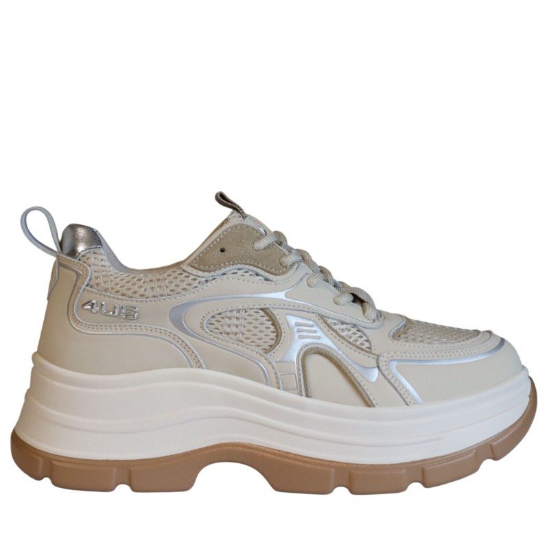 Sneakers Scarpe Donna Marca 4US Art.4BV151B Colore Beige