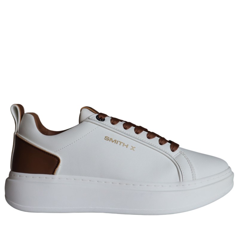 Sneakers scarpe Uomo Marca SMITH X Art.STM7010WCN Colore Bianco Cuoio