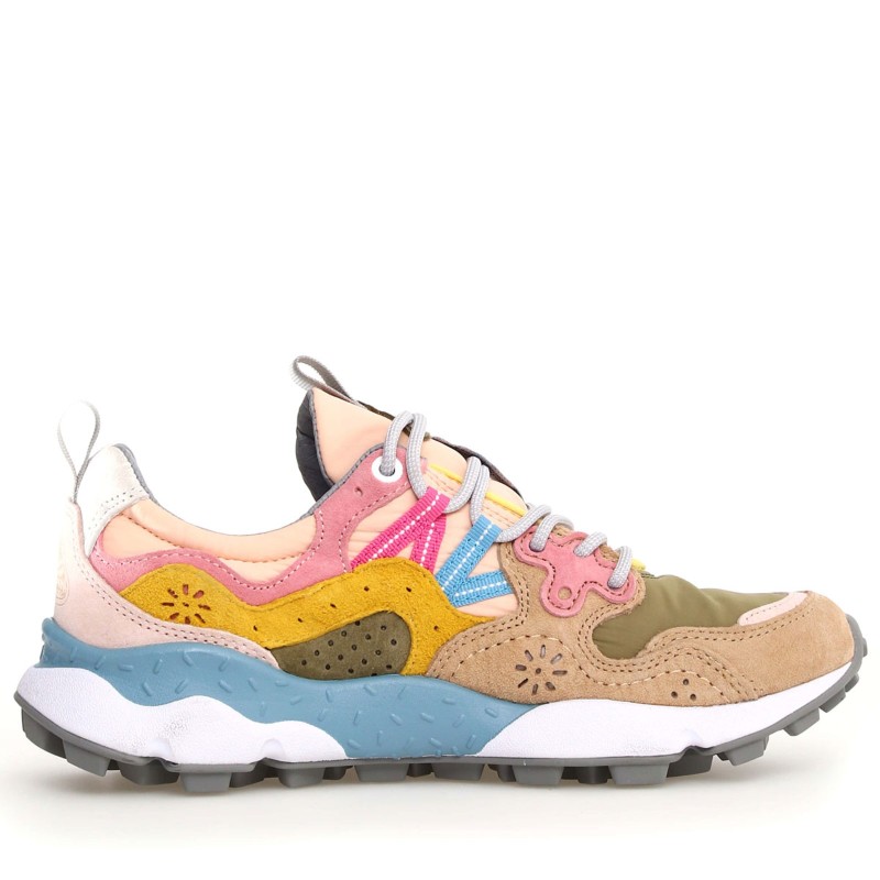 Sneakers scarpe Donna Marca FLOWER MOUNTAIN Art.YAMANO3 L Colore Beige Verde Rosa