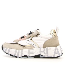Sneakers scarpe Donna Marca VOILE BLANCHE Art.CLUB105.C Colore Beige Bianco Platino