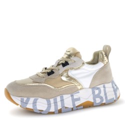 Sneakers scarpe Donna Marca VOILE BLANCHE Art.CLUB105.H Colore Beige Platino