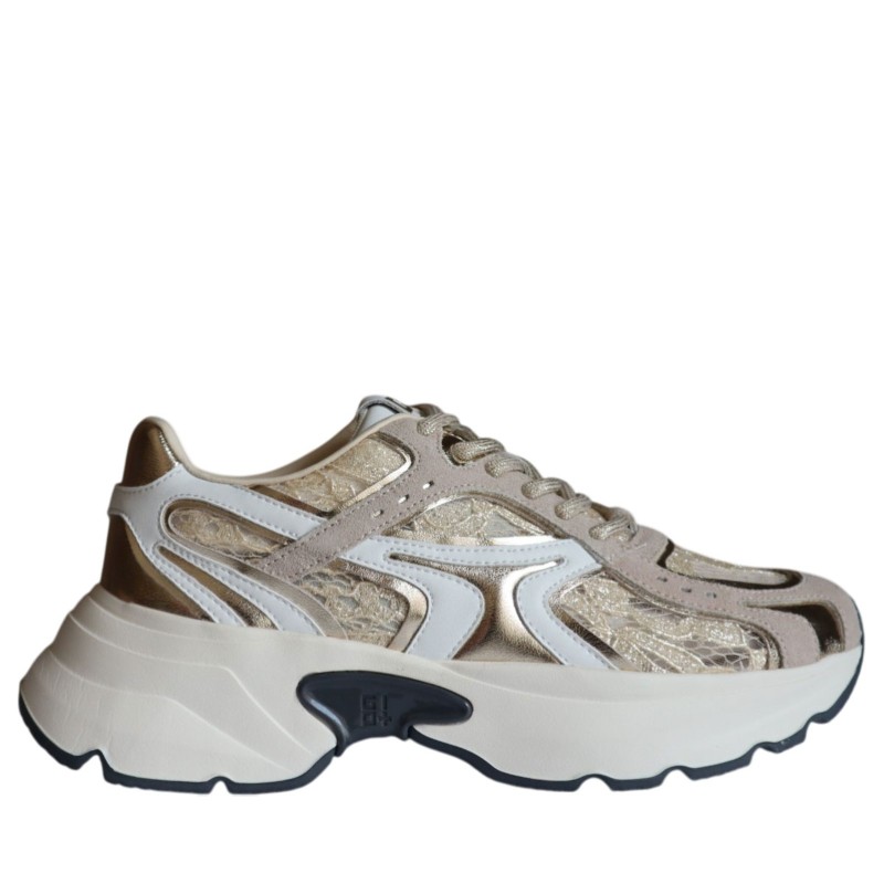 Sneakers scarpe Donna Marca GIO+ Art.DALIA14 Colore Beige Bianco Oro