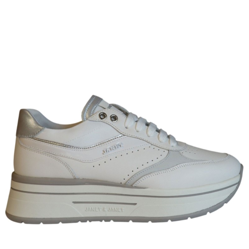 Sneakers scarpe Donna Marca JANET&JANET Art.J590 Colore Bianco Argento